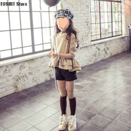 TUSHIT Store Korean Style Girls' Long Sleeve Cotton Shirt &amp; Pleated Skirt Set in Malaysia