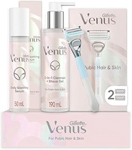 Gillette Venus For Pubic Hair And Skin Womens Shaving Kit, 1 Venus Handle, 2 Razor Blade Refills, 2