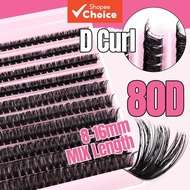 D-Curl 80D Cat Eye Volume Eyelash Clusters Kit 8-16mm Mixed Lengths