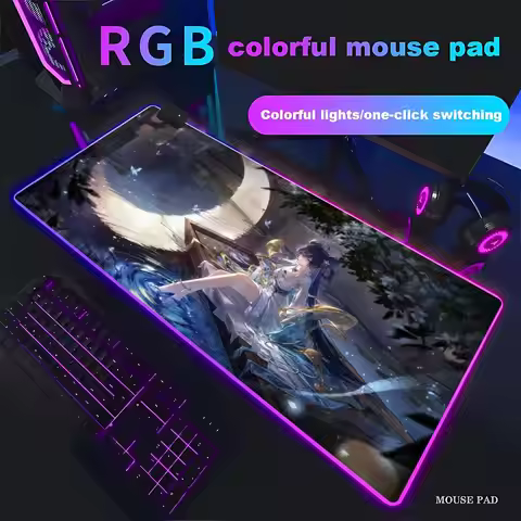 XXL Iuno RGB Gaming Mouse Pad - Wuthering Waves Games HD Print, LED Lights, Non-Slip High-Performanc