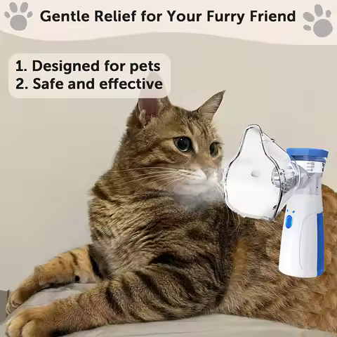 Easy-to-Use Pet Nebulizer Inhaler, Veterinary Respiratory Relief Device for Cat & Dog Asthma Treatme