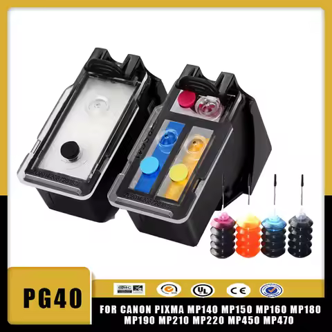 Vilaxh Refillable PG-40 CL-41 PG40 CL41 Ink Cartridge For Canon Pixma MP140 MP150 MP160 MP180 MP190 