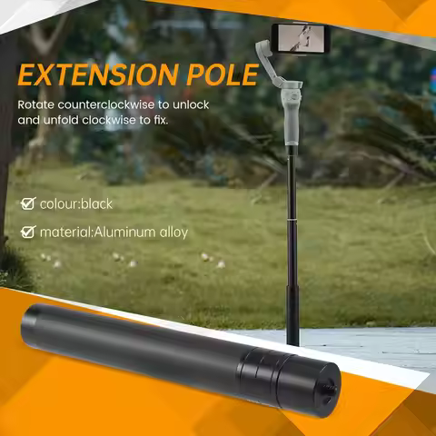 T24C for DJI OM 4/ OSMO Moblie 3/2 Tripod Extension Pole Selfie Stick Rod for OSMO Pocket/ Insta360 