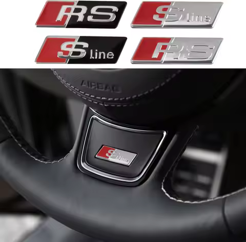 2/5/10PCS 3D Aluminum Car Steering Wheel Emblem Decoration Sticker For Audi A4 A5 Q3 Q4 Etron Sline 