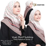 Palestinian Motif Quadrilateral Hijab Map Dark Milo Series Premium FH Scarf Finishing Lasercut Recta