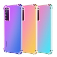 For Huawei P50 Pro P40 Lite E Shockproof Transparent Gradient Cover Clear Rainbow Soft TPU HUawei P40 Pro Plus Phone Case