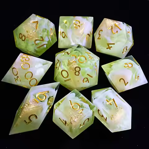 9 Polyhedral Set DD Dice Golden Pastoral