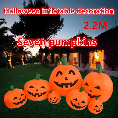 2.2M Halloween inflatable seven pumpkin LED horror garden home decoration party props courtyard lawn