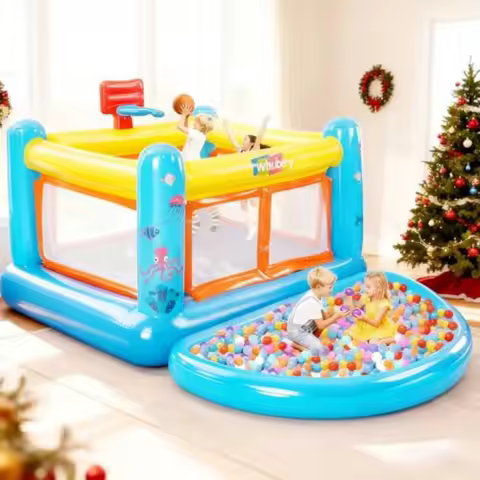 Inflatable Bounce House Indoor Bounce Castle for Ages 3-8 8.9 ft L x 5.6 ft W x 4.3 ft H PVC Jump Ho