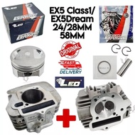 COMBO LEO EX5 DREAM RACING HEAD + BLOCK + PISTON COMBO SET 24/28MM HEAD 58MM BLOCK 25/29MM HEAD 59MM EX5 DREAM