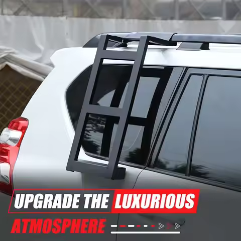 For Toyota Land Cruiser Prado 150 2010-2023 Aluminum Alloy Black Car Rear Side Ladder Roof Climbing 