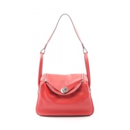 【二手】愛馬仕 (Hermes) Lindy 26 女士單肩背包，Rouge Tomato 色，小牛皮材質。