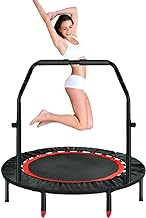 Home Office Fitness Trampoline Foldable Edge Cover Exercise Workout Rebounder Trampoline Indoor/Outdoor for Jump Sports for Toddlers And Adults 40in with armrests