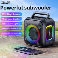 ZEALOT PT01 Wireless Bluetooth Speaker 30W Outdoor Portable Heavy Bass Stereo RGB Backlights