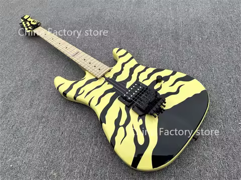 Hand Paint LTD GL-200MT George Lynch Tiger Stripe Yellow Electric Guitar Floyd Rose Tremolo Bridge, 