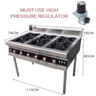 SUS OPEN BURNER COMMERCIAL HIGH PRESSURE 高压猛火煲仔炉/HEAVY DUTY GAS STOVE/ 4 HOLES & 6 HOLES DAPUR MASAK