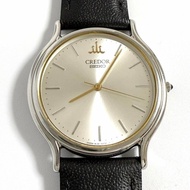 卡西歐 Credor 男士手錶 Signo Seiko 石英皮革錶帶