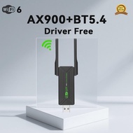 Bluetooth 5.4 AX900 USB WiFi 6 Adapter 2-in-1 Dongle 802.11ax 2.4G&5GHz For Desktop Laptop Win 10/11
