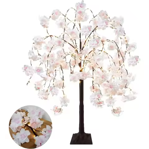4FT Cherry Blossom Tree with 360 LED Fairy Lights Artificial Lighted Tree with 8 Lighting Modes Ligh