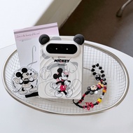 Back Cover For Huawei Pura X Max Case 3D Ears Mickey Mouse Bracket Magnetic Attraction Wristband Cha