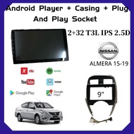 NISSAN ALMERA 15-19 9" Inch Android 10 Car Android GPS Wifi Bluetooth Player (2RAM 32GB T3L IPS 2.5D SCREEN)