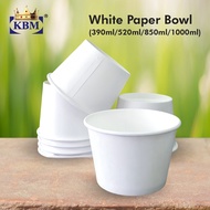 50pcs White Paper Bowl (260ml / 390ml / 520ml / 850ml / 1000ml)