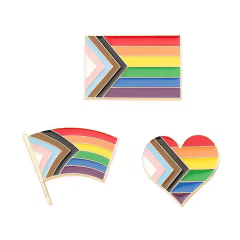 Metal Hearts Inclusive Progress Pride Pin Rainbow Gay Flag LGBTQ Progressive Lapel Pins Pride Month 
