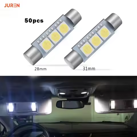 50pcs C5W T6 Festoon 28mm 31mm Led Bulb C10W LED 5050 SMD Car Interior Dome Reading Lights T-Shape W