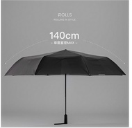 [台灣品牌] ROLLS MAX 雨傘 折傘 縮骨遮 快速捲收傘 140cm特大 黑色