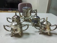《就是愛壺》早期鍍銀茶具組一壺四個杯 完整品相如照片