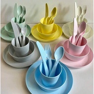 Assorted Plate Mug Bowl Spoon Cultery Set IKEA KALAS  MIX COLOUR Plastic Pinggan Mangkuk Plastik