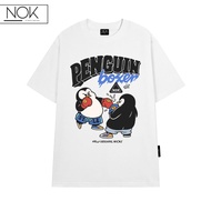 Áo phông nam nữ in hoạt hình chim cánh cụt boxing độc lạ - Áo thun streetwear NOK chính hãng - N014