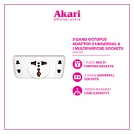 Akari 2 Gang Octopus Adaptor w/ Multipurpose Sockets and Switch