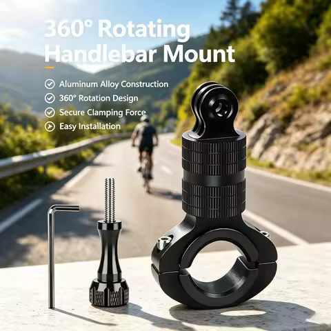 Aluminum Handlebar Mount for GoPro Insta360 DJI SJCAM AKASO Action Camera 360 Rotation Bike Motorcyc