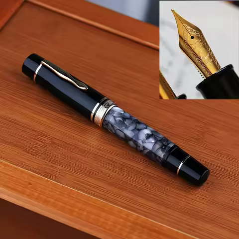 New Majohn P139 Piston Resin Fountain Pen Large Capacity #8 F/M Nib All Brass System Writing Gift Sc