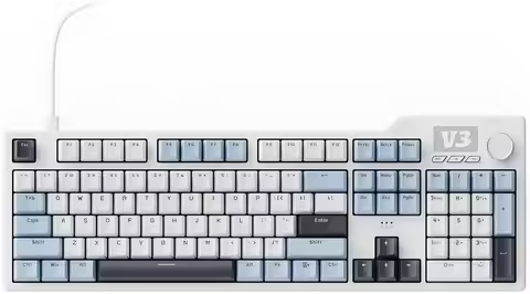 AJAZZ AK35I V3 104-Key Full Size Wired Gasket Mount Keyboard with Multimedia Buttons & Knob Control 