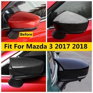 For Mazda 3 2017 2018 Side Rearview Mirror Cap Decoration Cover Trim Black / Carbon Fiber Plastic Accessories Exterior Kit