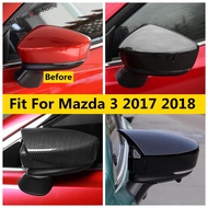 For Mazda 3 2017 2018 Side Rearview Mirror Cap Decoration Cover Trim Black / Carbon Fiber Plastic Ac