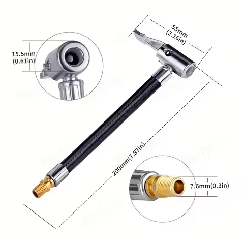 20cm/7.87in Tire Inflation Hose Adapter, Used To Twist And Convert To Lock Connection, With Metal Lo