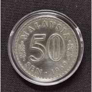 Offer Duit Syiling 50 Sen 1969 (Rare) Parlimen Terbelah Seperti di gambar free case