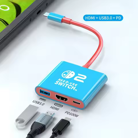 Docking Station for Nintendo Switch 2,4K 60Hz TYPE-C Hub with HDMI and USB-C 3.0 PD100W Charge Perfe