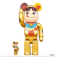 [In Stock] BE@RBRICK x Maneki Neko Peko-chan “Fuku” gold-plated 100%+400% bearbrick