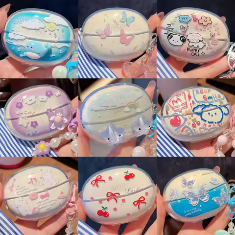 Transparent For QCY Crossky C30 Case Cartoon Star Bear Earphone Soft Cover QCY C30S Protective Funda