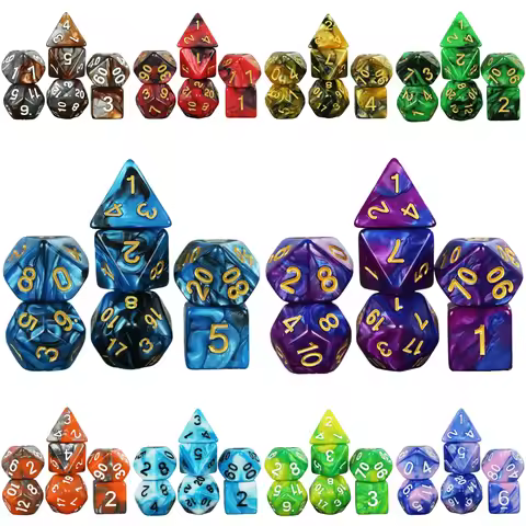 DND Dice Set 7pcs/set Mixing Color Board Game Dice D4 D6 D8 D10 D% D12 D20 for Table Game DND RPG Ca