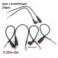 2/4 core pin wire USB 2.0 Type C Male female elbow type-c Cable Connector right angle Plug DIY Repai