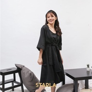 KIMONO SET 2IN1 SATIN PIYAMA PAJAMA BAJU TIDUR WANITA SATEN DEWASA DRESS BEVERLY STARLA