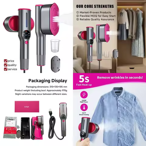 2026 Hot Sale Dr.Flash Handy Garment Steamer for 2-in-1 Professional Mini Travel Garment Steamer
