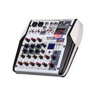 BOMGE 6 Channel DJ Audio Sound Mixer Professional Soundboard Stereo Recording MP3 USB BT Input 48V Phantom Power 99 DSP Processor Large Screen with Switch Indication DJ M [ppday]