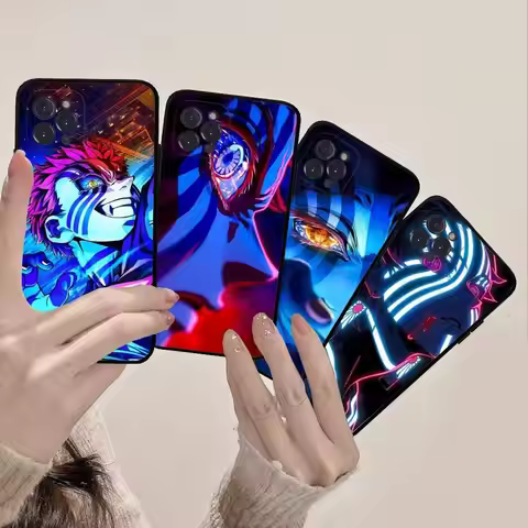 Popular Anime Akaza D-Demon S-Slayer Black Soft Phone Case For IPhone 16 15 14 13 11 12 17 Pro Max M