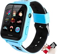Kids Smart Watch Phone, HD Touch Screen Smartwatch with Music MP3 Player, Video Recorder, Camera, Games, SOS, Dinosaur Wristband, (1GB SD Card) Sport Wrist Watch for Age 3-14 Boys Girls Gifts-Blue